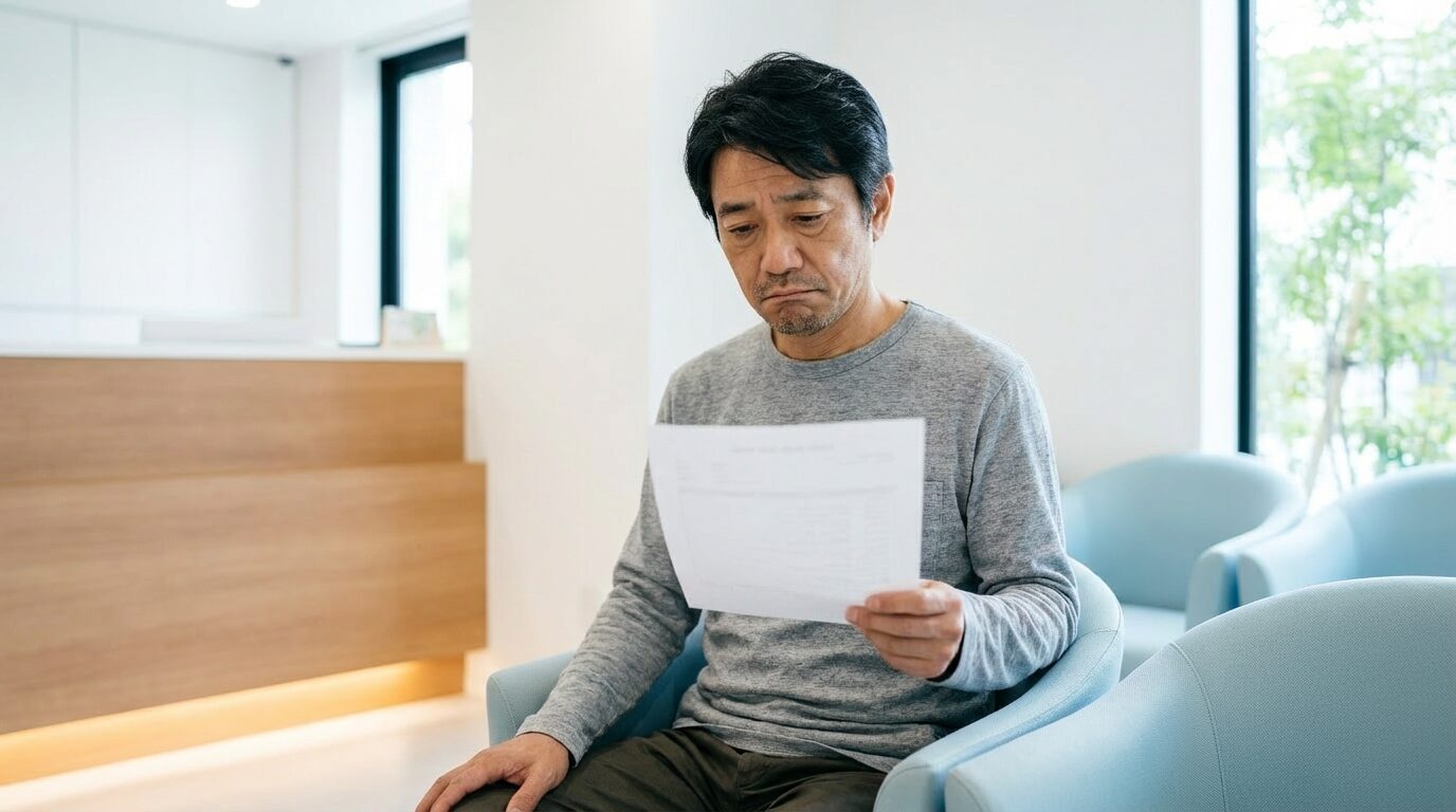 クリニックで健康チェックを受ける50代男性