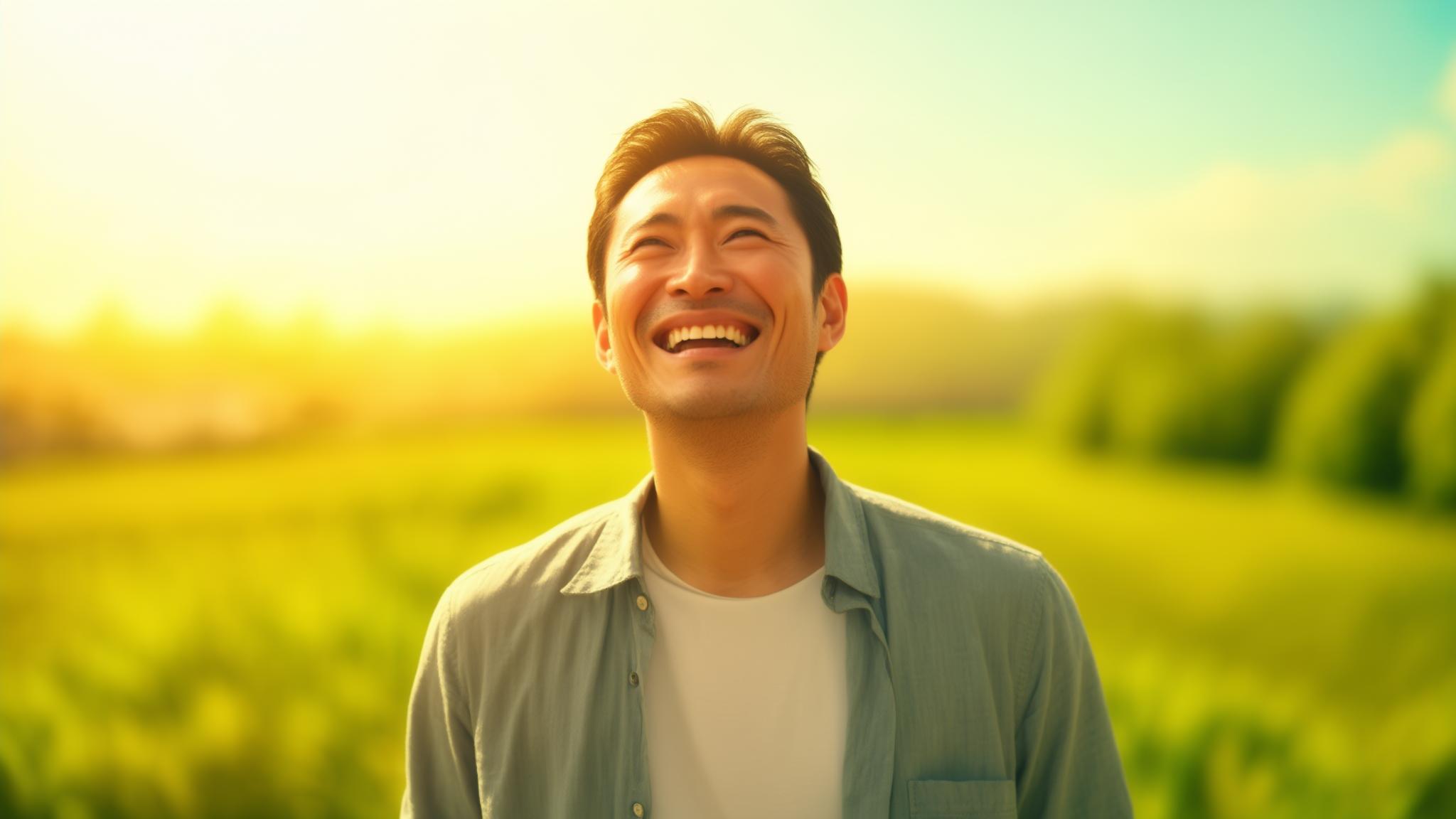 ストレスから解放されて前向きになった男性